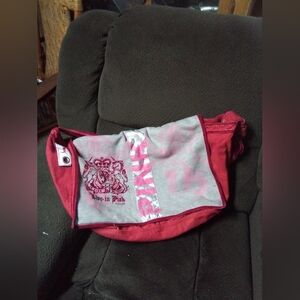 Victoria's Secret PINK 'hoodie' style XL messenger bag, faded red/gray